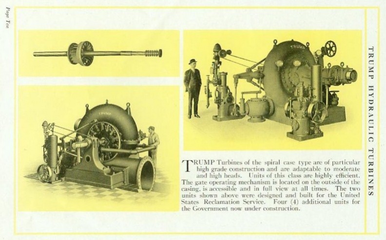 Trump turbines with Woodward oil pressure water wheel governors  ca 1914